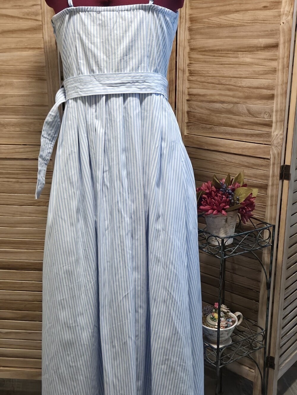 A New Day 8 Blue White Striped Maxi Dress w/Pockets - Picture 5 of 9